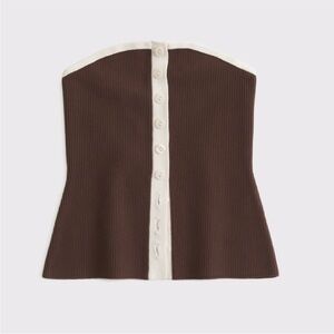 Abercrombie Ottoman Button-Front Tube Top in brown NWT